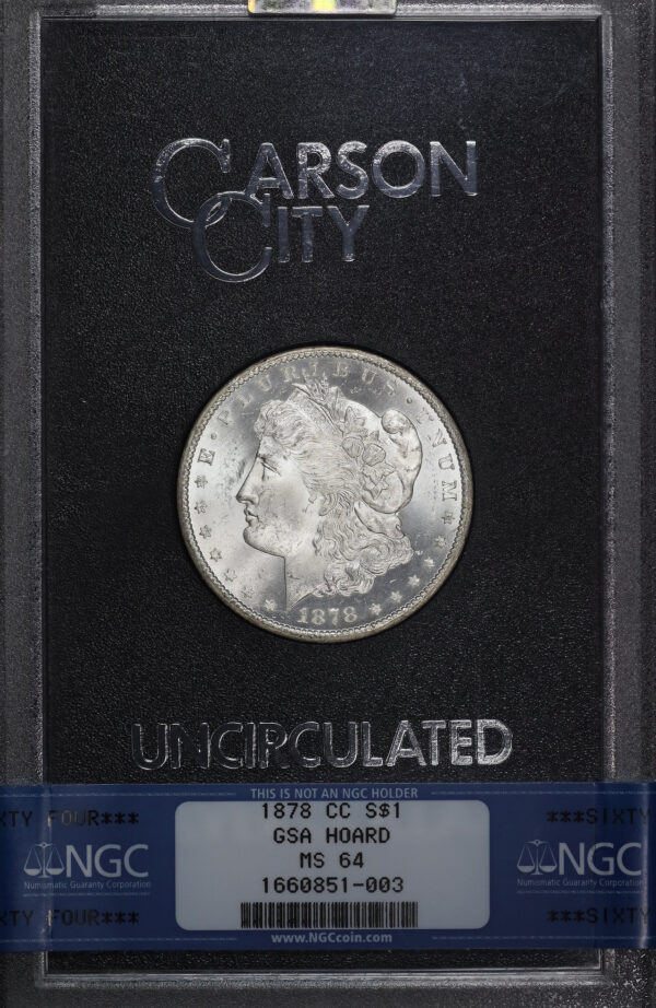 Obverse of this 1878-CC Morgan Dollar NGC MS-64 GSA Hard Pack With Box