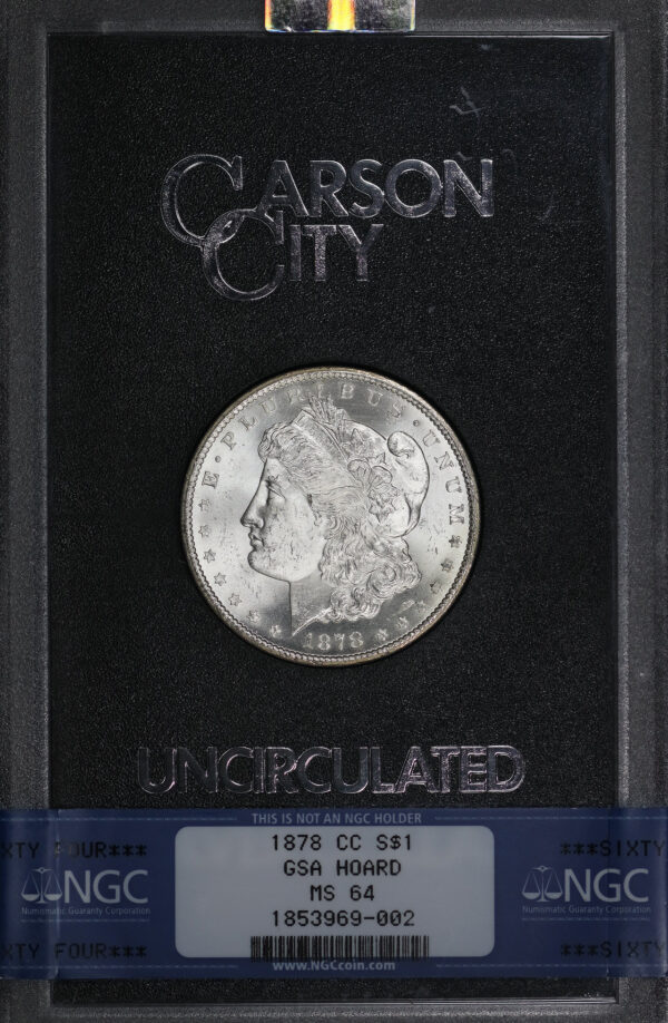 Obverse of this 1878-CC Morgan Dollar NGC MS-64 GSA Hard Pack With Box