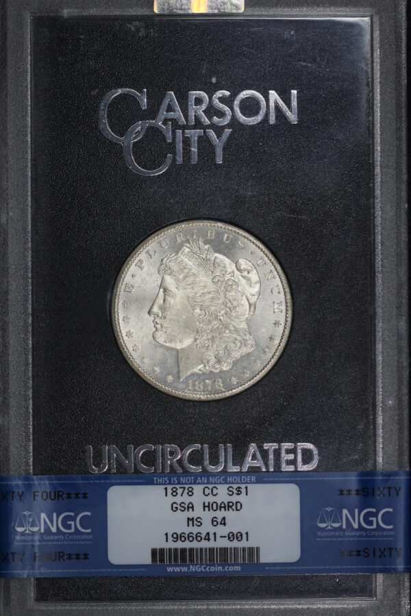 Obverse of this 1878-CC Morgan Dollar NGC MS-64 GSA Hard Pack With Box