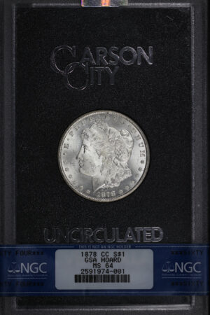 Obverse of this 1878-CC Morgan Dollar NGC MS-64 GSA Hard Pack With Box