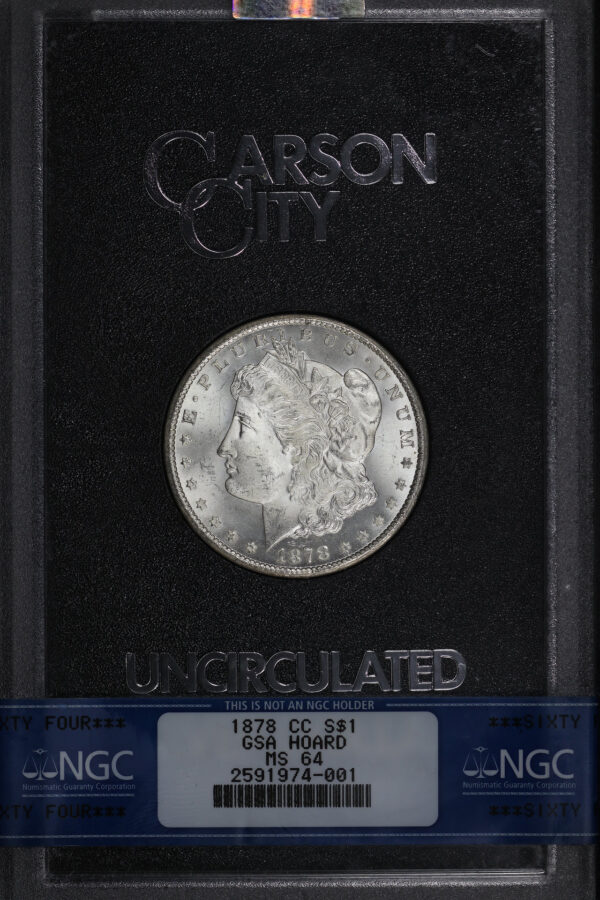 Obverse of this 1878-CC Morgan Dollar NGC MS-64 GSA Hard Pack With Box