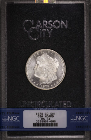 Obverse of this 1878-CC Morgan Dollar NGC MS-64 GSA Hard Pack With Box
