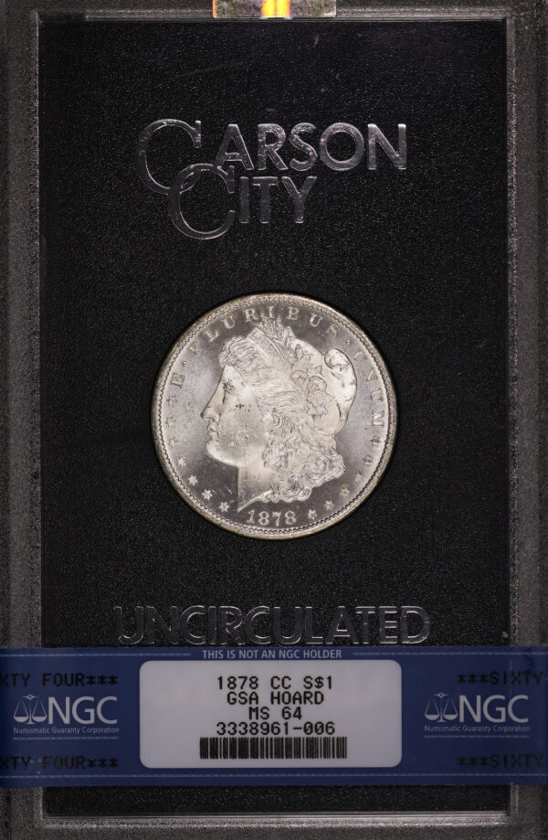 Obverse of this 1878-CC Morgan Dollar NGC MS-64 GSA Hard Pack With Box