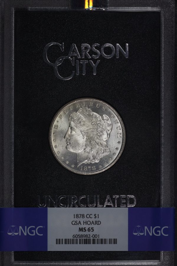 Obverse of this 1878-CC Morgan Dollar NGC MS-65 GSA Hard Pack With Box 