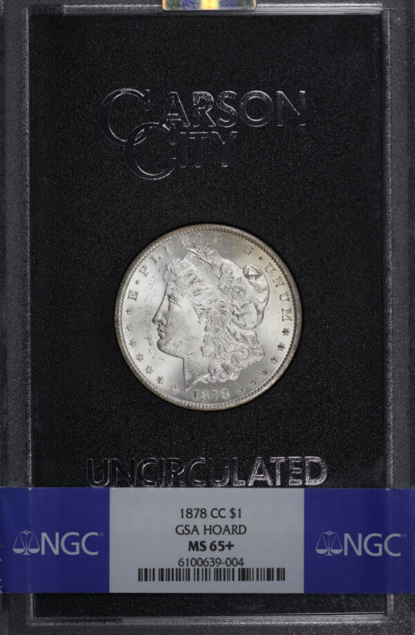 Obverse of this 1878-CC Morgan Dollar NGC MS-65+ GSA Hard Pack With Box