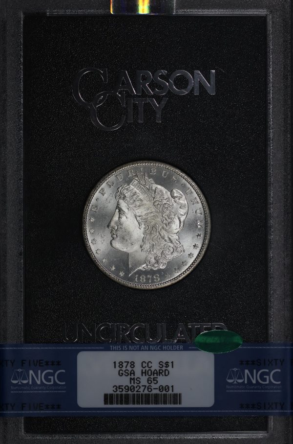 Obverse of this 1878-CC Morgan Dollar NGC MS-65 CAC GSA Hard Pack With Box 