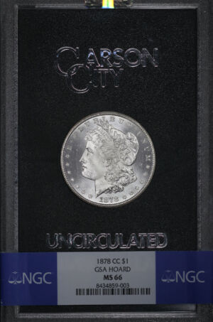 Obverse of this 1878-CC Morgan Dollar NGC MS-66 GSA Hard Pack With Box