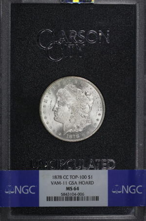 Obverse of this 1878-CC Top-100 Morgan Dollar NGC MS-64 GSA Hard Pack With Box