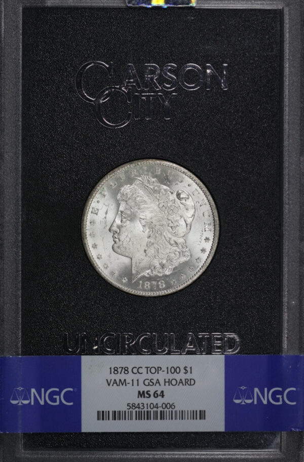 Obverse of this 1878-CC Top-100 Morgan Dollar NGC MS-64 GSA Hard Pack With Box