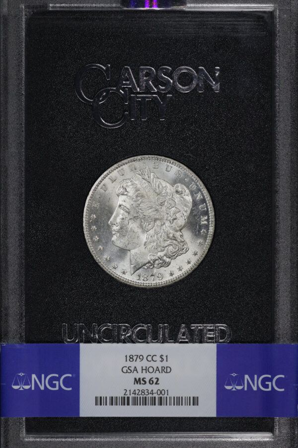 Obverse of this 1879-CC Morgan Dollar NGC MS-62 GSA Hard Pack With Box