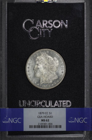 Obverse of this 1879-CC Morgan Dollar NGC MS-62 GSA Hard Pack With Box