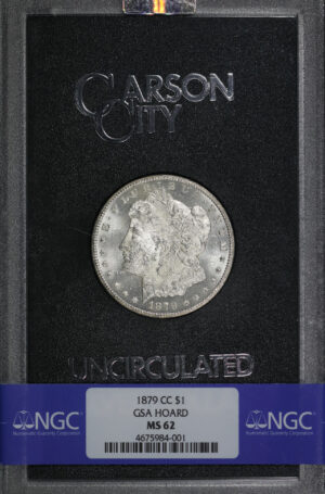 Obverse of this 1879-CC Morgan Dollar NGC MS-62 GSA Hard Pack With Box