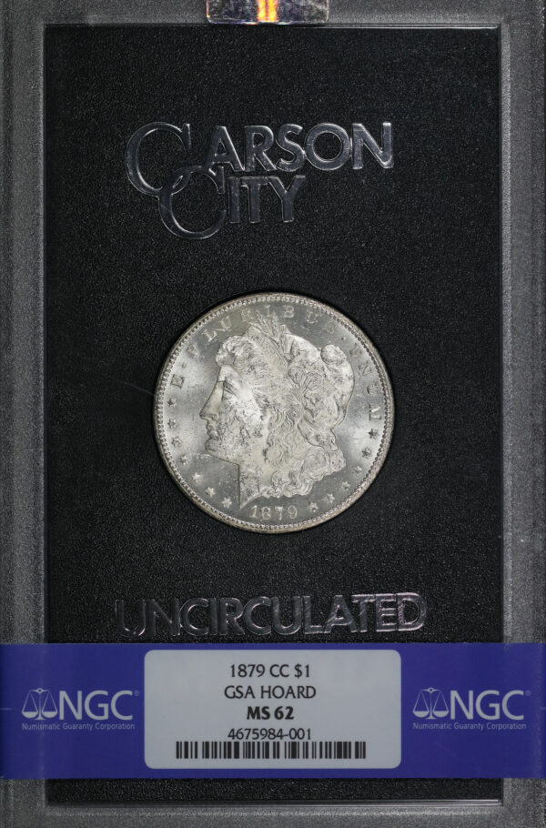 Obverse of this 1879-CC Morgan Dollar NGC MS-62 GSA Hard Pack With Box
