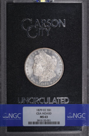 Obverse of this 1879-CC Morgan Dollar NGC MS-63 GSA Hard Pack With Box