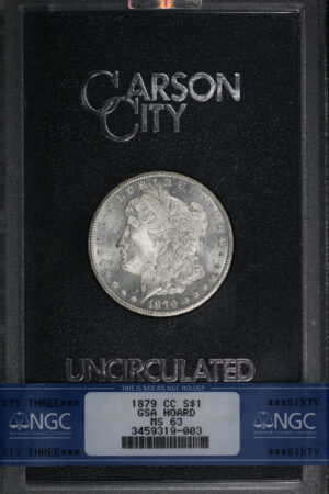 Obverse of this 1879-CC Morgan Dollar NGC MS-63 GSA Hard Pack With Box