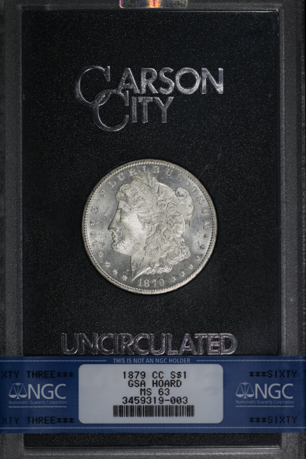 Obverse of this 1879-CC Morgan Dollar NGC MS-63 GSA Hard Pack With Box