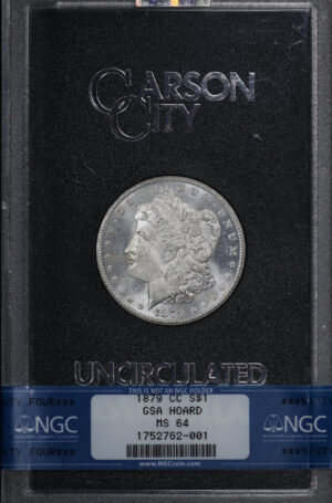 Obverse of this 1879-CC Morgan Dollar NGC MS-64 GSA Hard Pack With Box