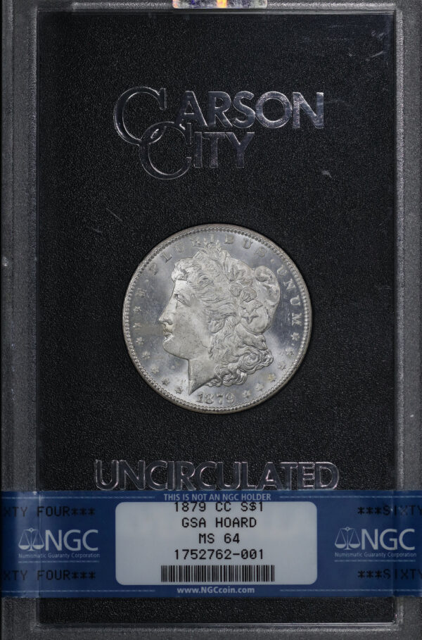 Obverse of this 1879-CC Morgan Dollar NGC MS-64 GSA Hard Pack With Box