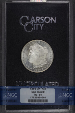 Obverse of this 1879-CC Morgan Dollar NGC MS-64 GSA Hard Pack With Box