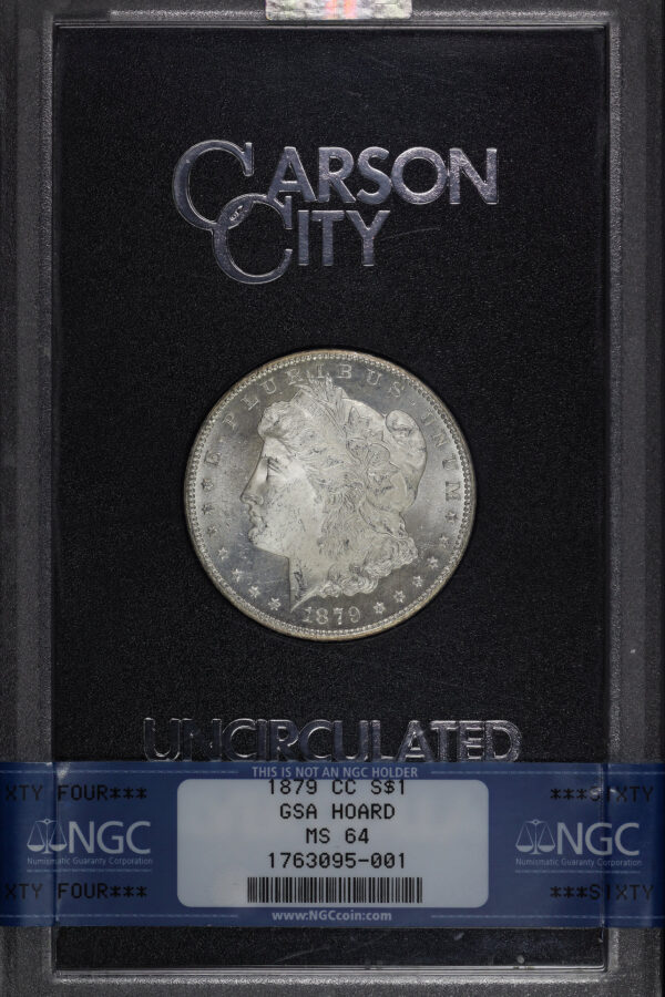 Obverse of this 1879-CC Morgan Dollar NGC MS-64 GSA Hard Pack With Box