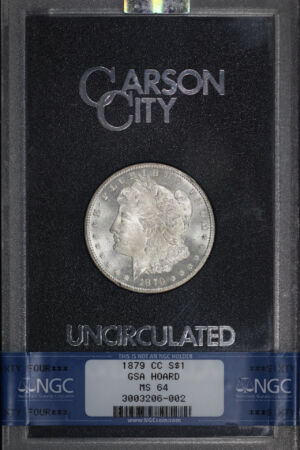 Obverse of this 1879-CC Morgan Dollar NGC MS-64 GSA Hard Pack With Box
