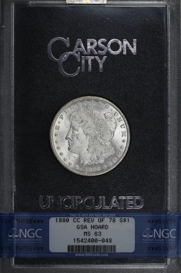 Obverse of this 1880-CC Hitlist-40 Morgan Dollar VAM-7 Reverse of 1878 NGC MS-63 GSA Hard Pack With Box 