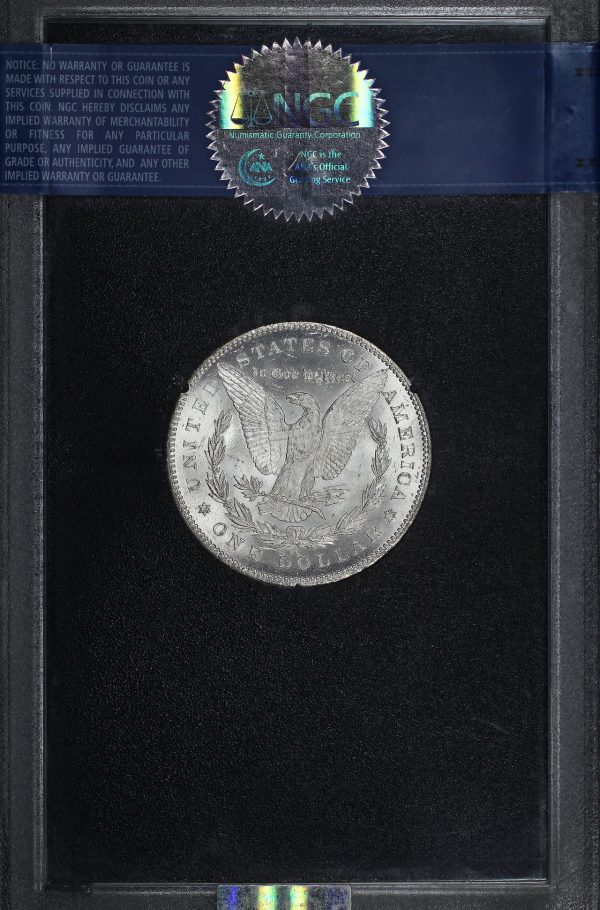 Reverse of this 1880-CC Hitlist-40 Morgan Dollar Vam 7 Rev OF 78 Gsa Hoard NGC MS-63 GSA Hard Pack With Box & Dated COA