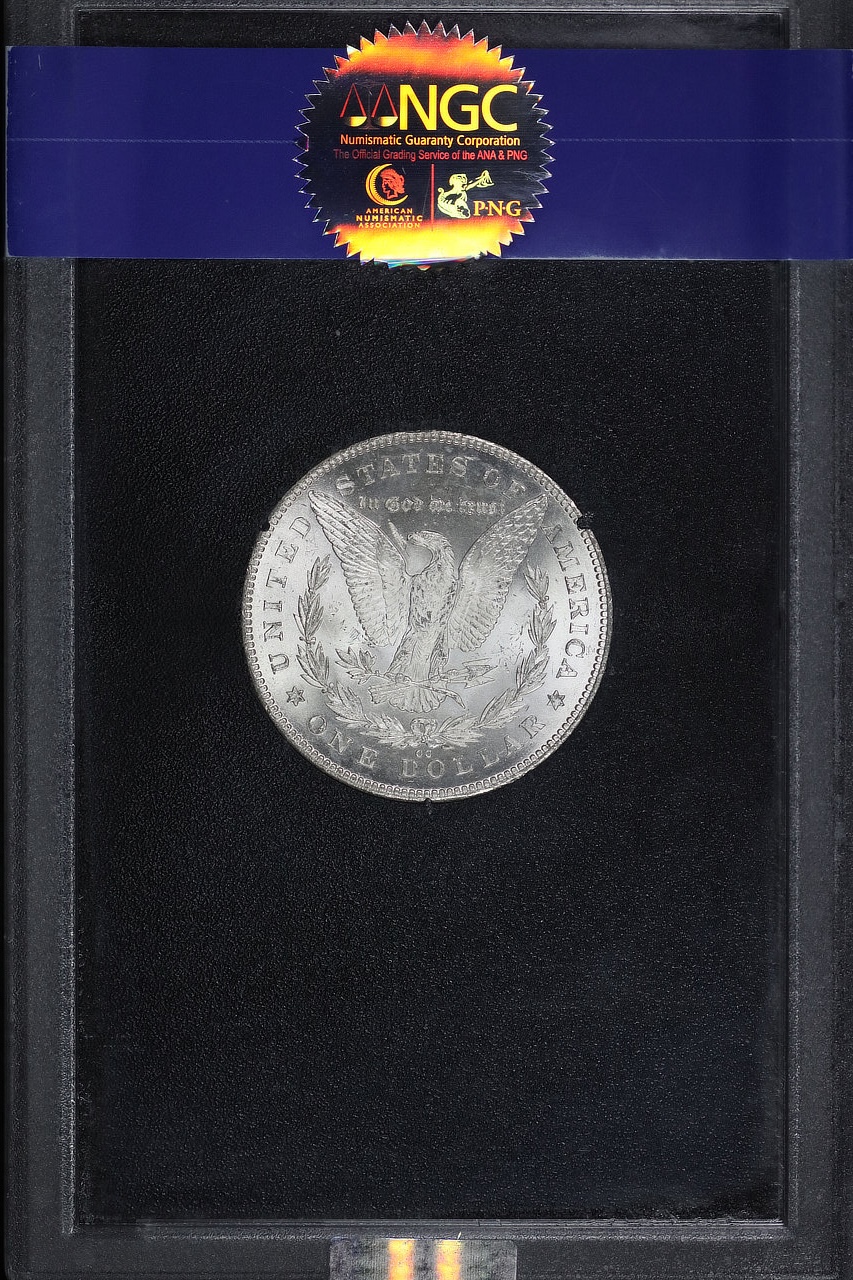 Reverse of this 1880-CC Hitlist-40 Morgan Dollar VAM-7 Reverse of 1878 NGC MS-65+ CAC GSA Hard Pack With Box