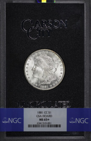 Obverse of this 1881-CC Morgan Dollar NGC MS-65+ GSA Hard Pack With Box 