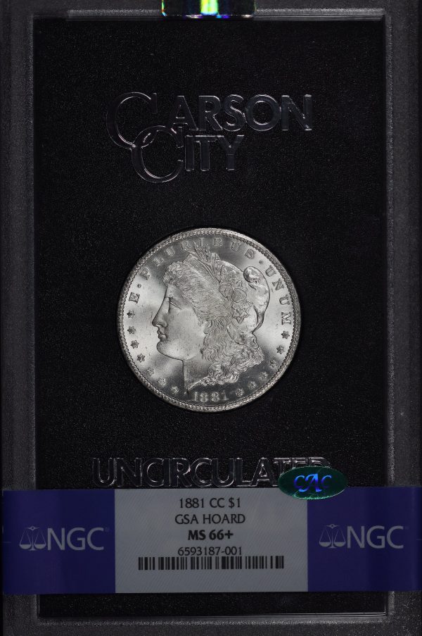 Obverse of this 1881-CC Morgan Dollar NGC MS-66+ CAC GSA Hard Pack With Box