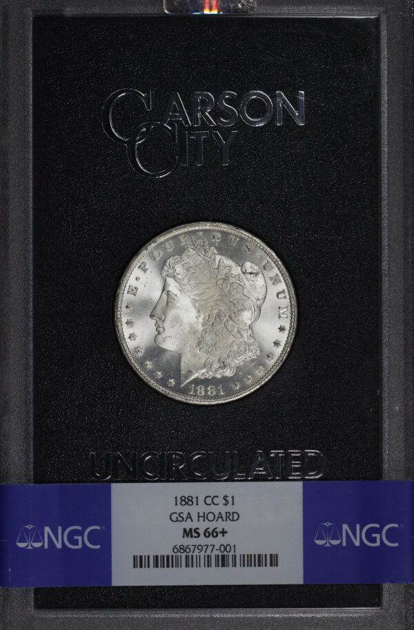 Obverse of this 1881-CC Morgan Dollar NGC MS-66+ GSA Hard Pack With Box