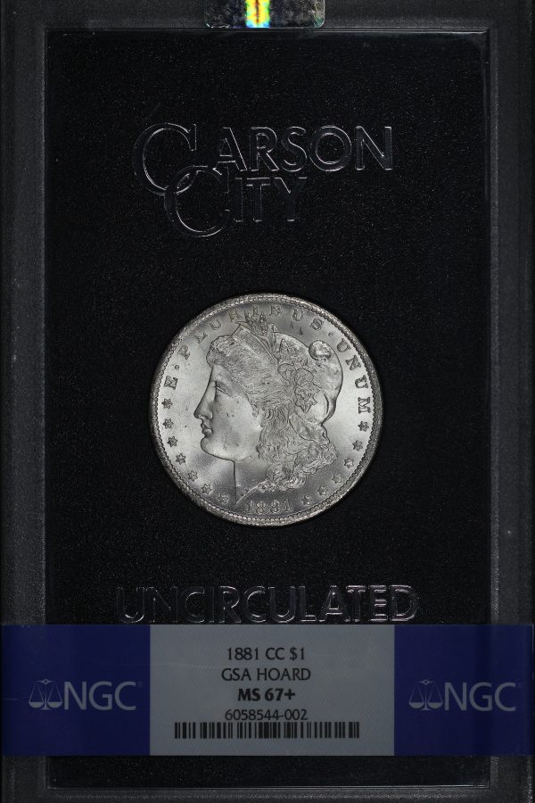 Obverse of this 1881-CC Morgan Dollar NGC MS-67+ GSA Hard Pack With Box 