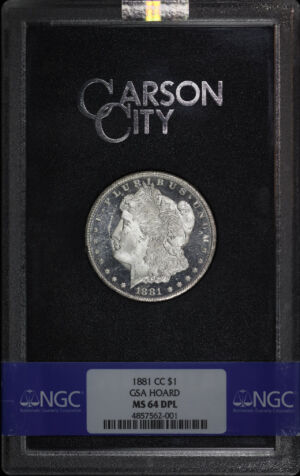 Obverse of this 1881-CC Morgan Dollar NGC MS-64 DMPL GSA Hard Pack With Box