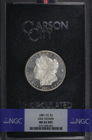 Obverse of this 1881-CC Morgan Dollar NGC MS-65 DMPL GSA Hard Pack With Box