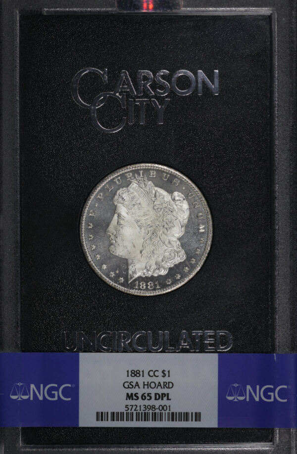 Obverse of this 1881-CC Morgan Dollar NGC MS-65 DMPL GSA Hard Pack With Box