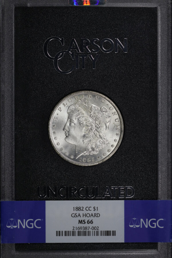 Obverse of this 1882-CC Morgan Dollar NGC MS-66 GSA Hard Pack With Box