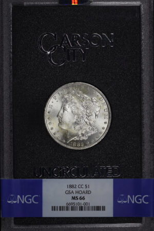 Obverse of this 1882-CC Morgan Dollar NGC MS-66 GSA Hard Pack With Box