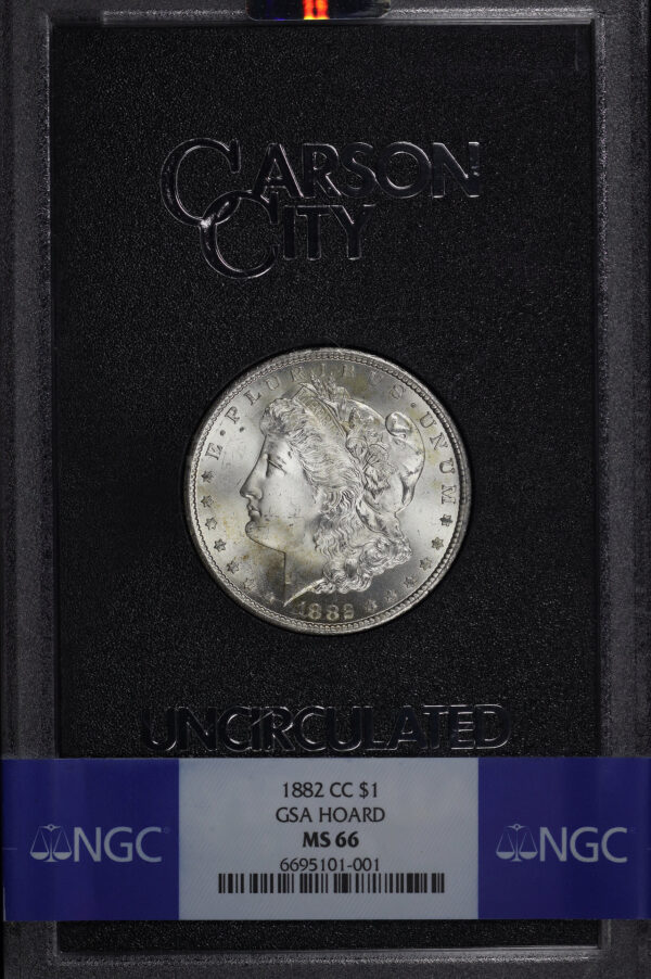 Obverse of this 1882-CC Morgan Dollar NGC MS-66 GSA Hard Pack With Box