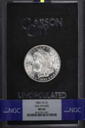 Obverse of this 1882-CC Morgan Dollar NGC MS-66 GSA Hard Pack With Box