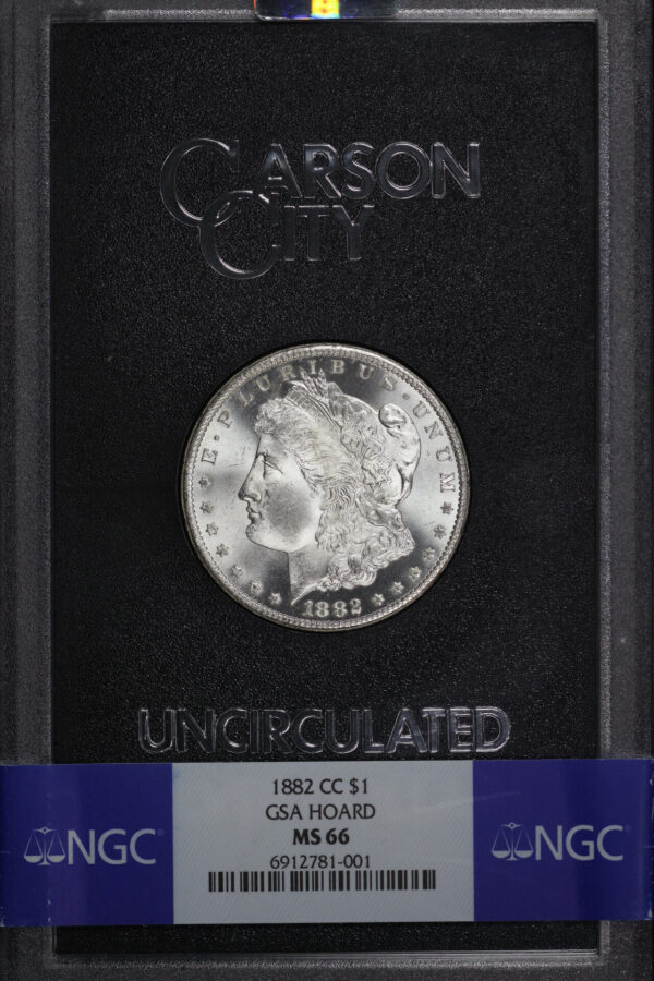 Obverse of this 1882-CC Morgan Dollar NGC MS-66 GSA Hard Pack With Box
