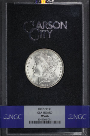 Obverse of this 1882-CC Morgan Dollar NGC MS-66 GSA Hard Pack With Box