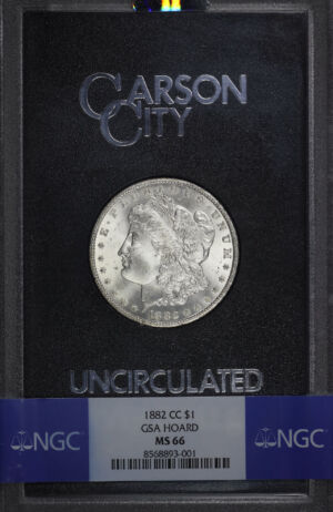 Obverse of this 1882-CC Morgan Dollar NGC MS-66 GSA Hard Pack With Box