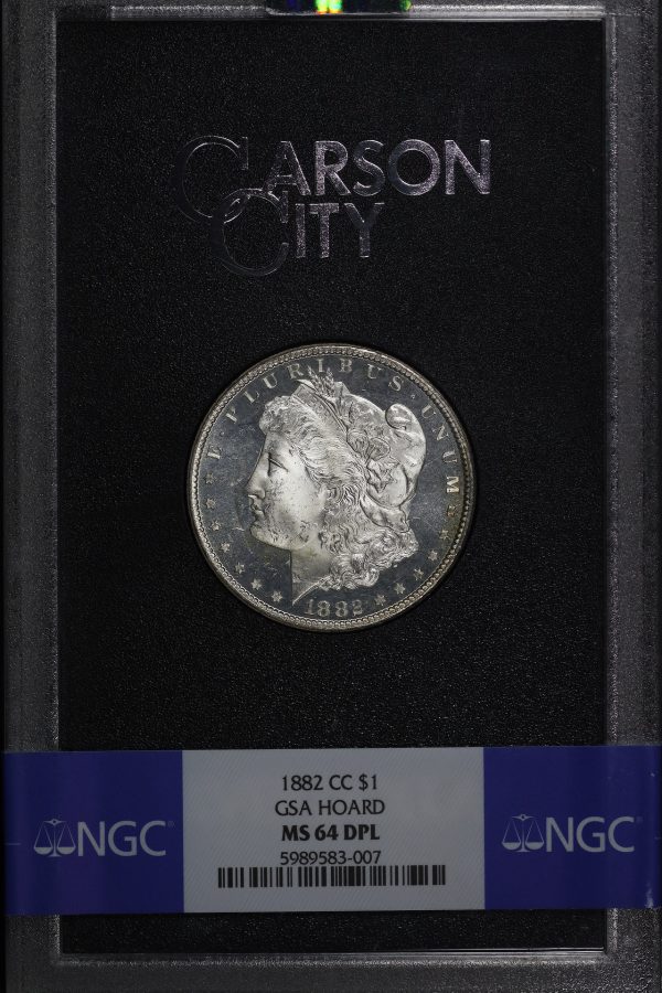 Obverse of this 1882-CC Morgan Dollar NGC MS-64 DMPL GSA Hard Pack With Box