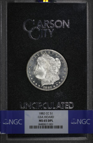 Obverse of this 1882-CC Morgan Dollar NGC MS-65 DMPL GSA Hard Pack With Box
