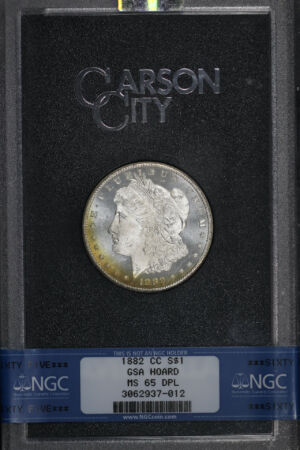 Obverse of this 1882-CC Morgan Dollar NGC MS-65 DMPL GSA Hard Pack With Box