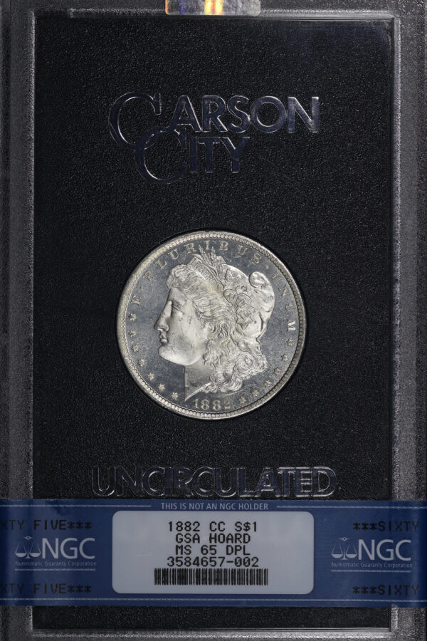 Obverse of this 1882-CC Morgan Dollar NGC MS-65 DMPL GSA Hard Pack With Box