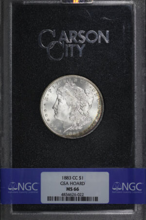 Obverse of this 1883-CC Morgan Dollar NGC MS-66 GSA Hard Pack With Box