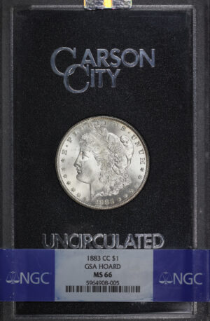 Obverse of this 1883-CC Morgan Dollar NGC MS-66 GSA Hard Pack With Box