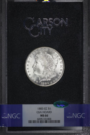 Obverse of this 1883-CC Morgan Dollar NGC MS-66 CAC GSA Hard Pack With Box