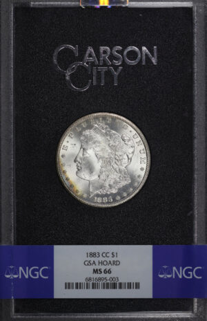 Obverse of this 1883-CC Morgan Dollar NGC MS-66 GSA Hard Pack With Box
